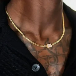 Link Golden CZ halskæde til mænd