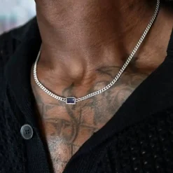 Link Steel CZ halskæde i rustfrit stål til mænd