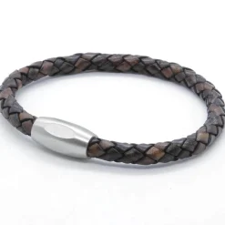 Lionar brunt læderarmbånd i boloflet