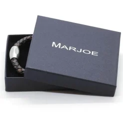 Lionar brunt læderarmbånd i boloflet