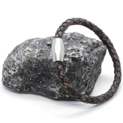 Lionar brunt læderarmbånd i boloflet