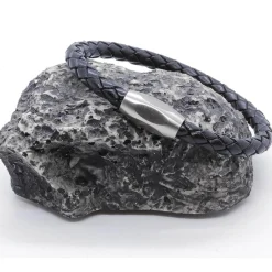 Lionar sort læderarmbånd i boloflet