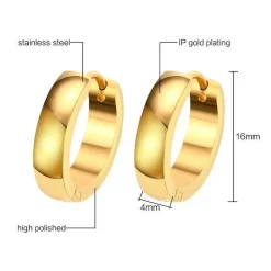 Lækker ørering med guld farve, 1 stk. 16mm