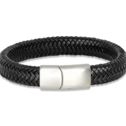 Major Black microfiber læderarmbånd med mat stållås