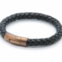 Mens Chart læderarmbånd sort/Bronze.