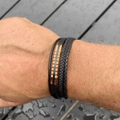 Micro fiber læderarmbånd IP guldbelagt rose