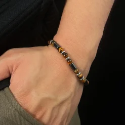 Muriz perlearmbånd med hematit og tiger eye