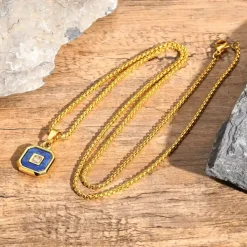 Neck blue/gold halssmykke med sten