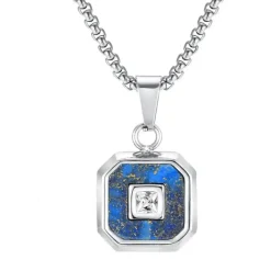 Neck steel/blue halssmykke med sten