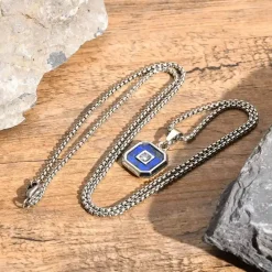 Neck steel/blue halssmykke med sten