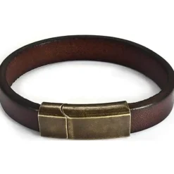 Netri læderarmbånd med bronze magnetlås