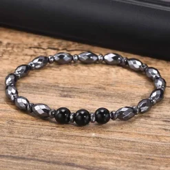 Ovale hametitperler herrearmbånd