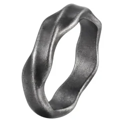 Oxyderet Viking Ring i Mørkt Stål