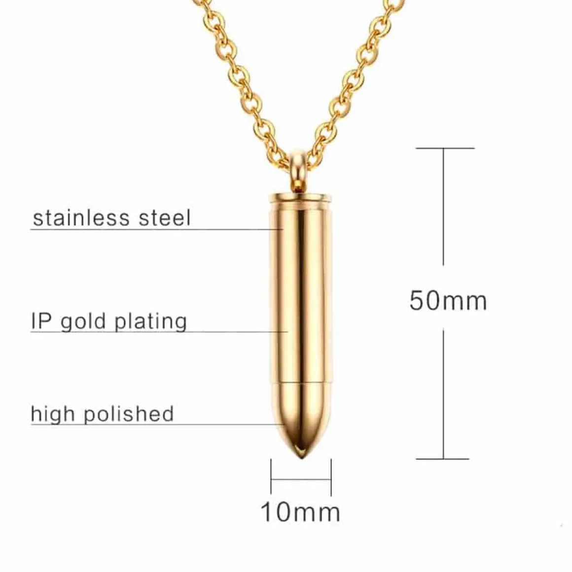 Patron halssmykke i forgyldt rustfri stål / Hul