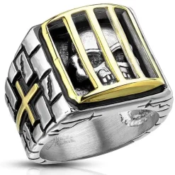 Prison skull bikerring / Rustfri stål