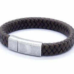 PX Netri brun læderflet og oxyderet stål lås