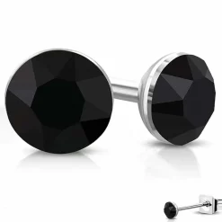 Ørestik med CZ sten i sort 4mm