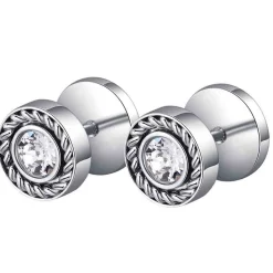 Ørestik med sten i blank stål