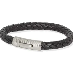 Riffle læderarmbånd sort.