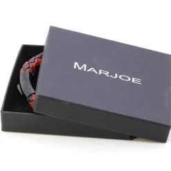 Rustikt læderarmbånd sort/rød