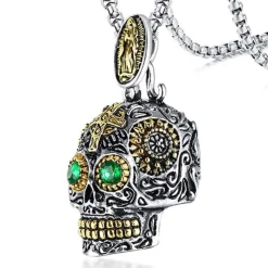 Skull halskæde med sten