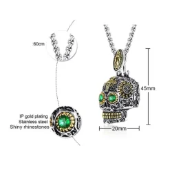 Skull halskæde med sten