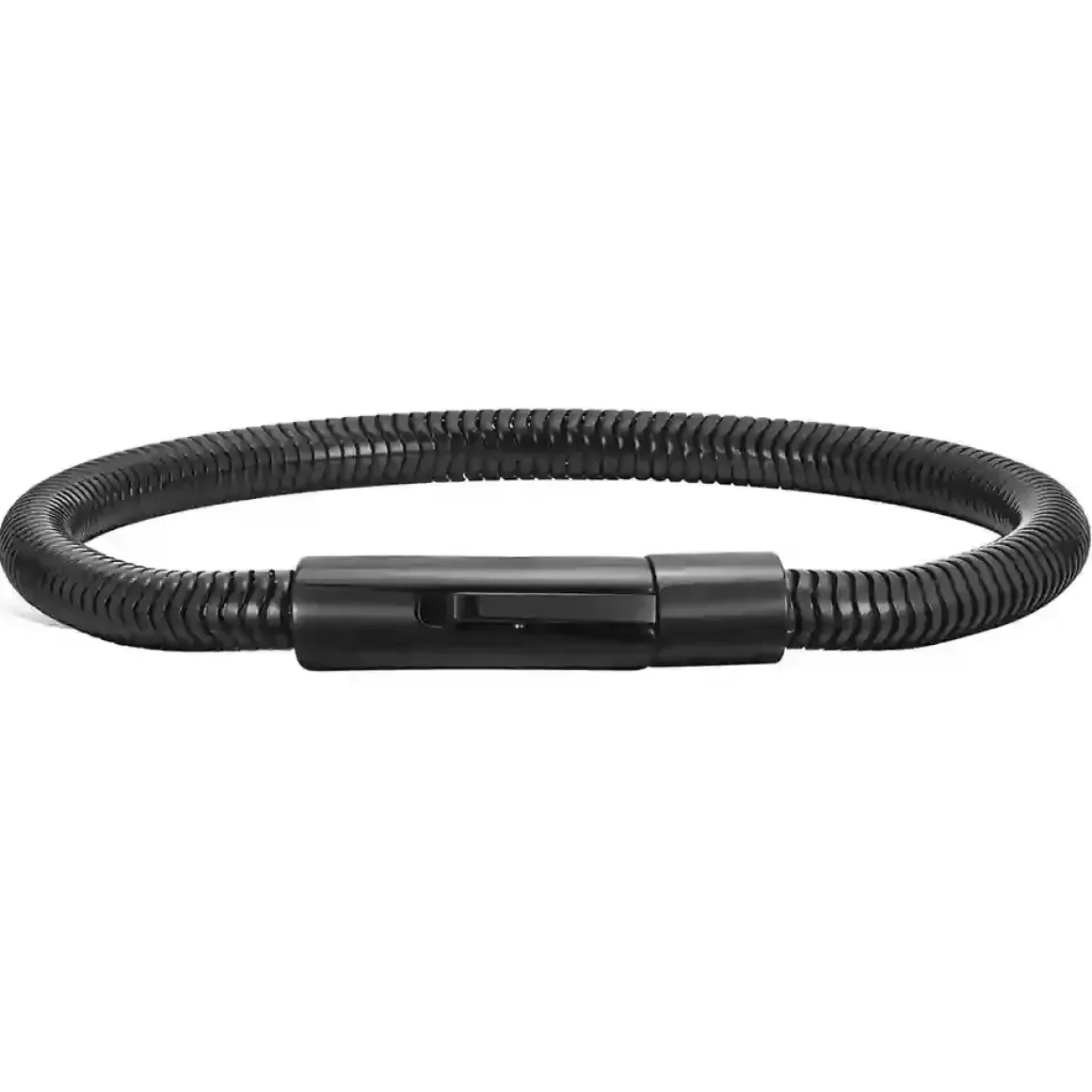 Snake sort armbånd i ædelstål 20,5 cm