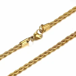 Snoet stålkæde i ædelstål forgyldt.