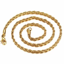 Snoet stålkæde i ædelstål forgyldt.