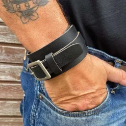 Sort BOKK læderarmbånd deluxe