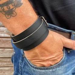 Sort BOKK læderarmbånd deluxe