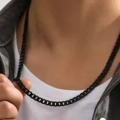 Sort Figario Halskæde til Mænd – Sort Rustfrit Stål