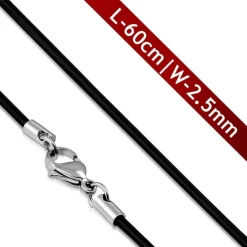 Sort gummisnor 2,5mm/60cm