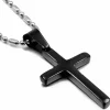 Sort kors i stål med kæde - Black