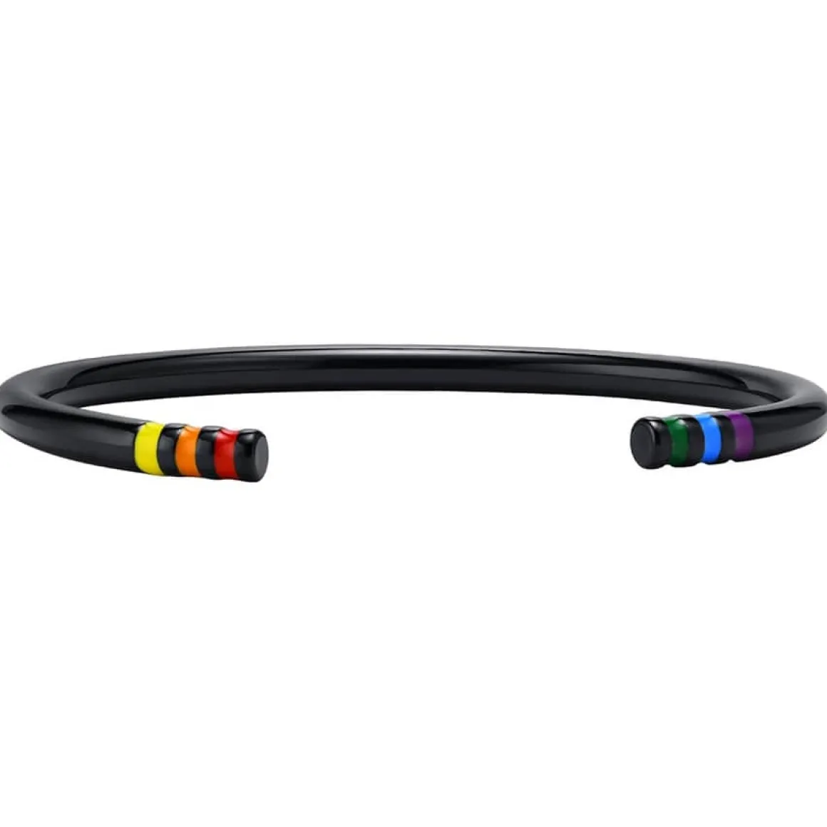 Sort Lgbt Pride Bangle i ædelstål.