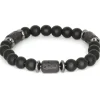 Sort Perlearmbånd til Mænd med Blackstone, Lava & Hematit (8mm)