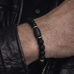 Sort Perlearmbånd til Mænd med Blackstone, Lava & Hematit (8mm)