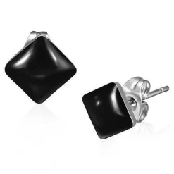 Sort ørestik firkant agat.