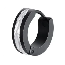 Sort Stål Groove Hoop – Herre Ørering (Pr. stk)