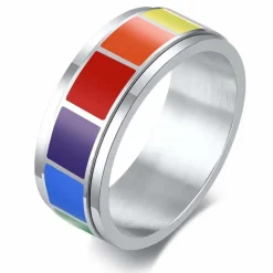 Spinning Pride ringen i regnbuefarver