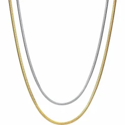 Square kæde i ædelstål / Forgyldt i flere længder.