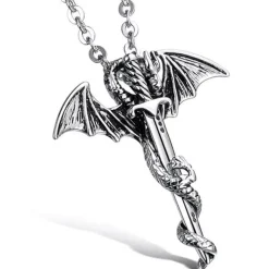 Steel Drage og sværd vedhæng