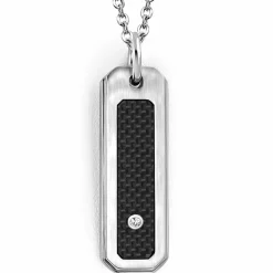 Stål Carbon halssmykke med CZ