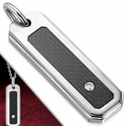 Stål Carbon halssmykke med CZ