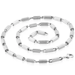 Stållænke i blank og riflet 55cm