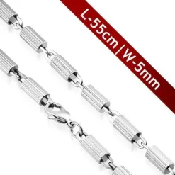 Stållænke i blank og riflet 55cm