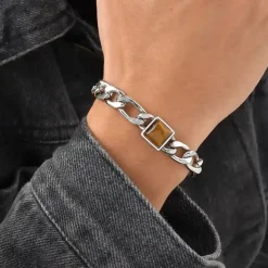 Tiger Eye Chain Bracelet – Herrearmbånd i Rustfrit Stål