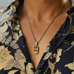 Tiger Herre halssmykke med Tiger Eye sten.