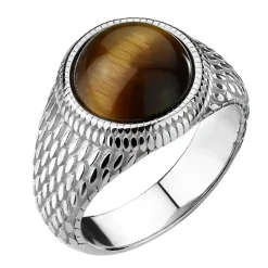 Tiger-eye herrering i rustfri stål