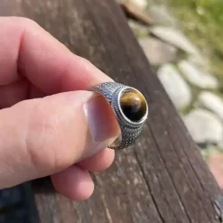 Tiger-eye herrering i rustfri stål